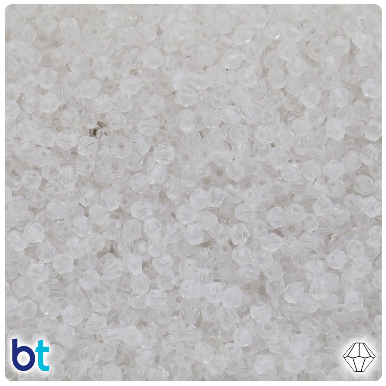 BeadTin Clear Transparent 4mm Faceted Bicone Plastic Craft Beads (1200pcs)